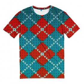 Мужская футболка 3D с принтом Knitting pattern в Екатеринбурге, 100% полиэфир | прямой крой, круглый вырез горловины, длина до линии бедер | вязаный | рождество | свитер | текстура