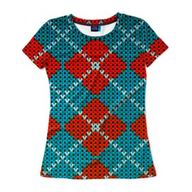 Женская футболка 3D с принтом Knitting pattern в Екатеринбурге, 100% полиэфир ( синтетическое хлопкоподобное полотно) | прямой крой, круглый вырез горловины, длина до линии бедер | вязаный | рождество | свитер | текстура