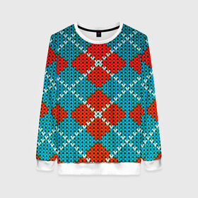 Женский свитшот 3D с принтом Knitting pattern в Екатеринбурге, 100% полиэстер с мягким внутренним слоем | круглый вырез горловины, мягкая резинка на манжетах и поясе, свободная посадка по фигуре | вязаный | рождество | свитер | текстура