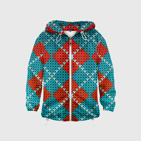 Детская ветровка 3D с принтом Knitting pattern в Екатеринбурге, 100% полиэстер | подол и капюшон оформлены резинкой с фиксаторами, по бокам два кармана без застежек, один потайной карман на груди | вязаный | рождество | свитер | текстура