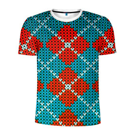 Мужская футболка 3D спортивная с принтом Knitting pattern в Екатеринбурге, 100% полиэстер с улучшенными характеристиками | приталенный силуэт, круглая горловина, широкие плечи, сужается к линии бедра | Тематика изображения на принте: вязаный | рождество | свитер | текстура