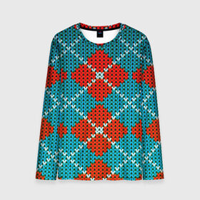 Мужской лонгслив 3D с принтом Knitting pattern в Екатеринбурге, 100% полиэстер | длинные рукава, круглый вырез горловины, полуприлегающий силуэт | вязаный | рождество | свитер | текстура