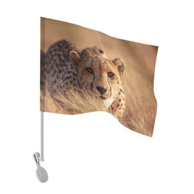 Флаг для автомобиля с принтом Гепард в Екатеринбурге, 100% полиэстер | Размер: 30*21 см | амурский | гепард | животные | зверь | киса | кот | котенок | кошка | лев | леопард | пума | рысь | серый | тигр | тигренок | хищник
