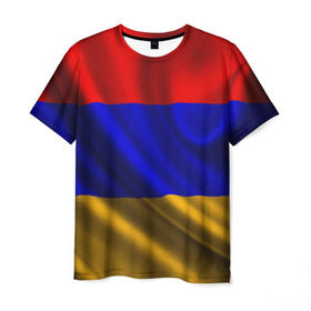 Мужская футболка 3D с принтом Флаг Армения в Екатеринбурге, 100% полиэфир | прямой крой, круглый вырез горловины, длина до линии бедер | айастан | армения | босеан | вымпел | ереван | знак | знамя | кумач | орифламма | пойс | полотнище | символ | стяг | флаг | флюгарка | хайастан | штандарт
