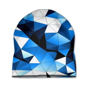 Шапка 3D с принтом Голубой полигон в Екатеринбурге, 100% полиэстер | универсальный размер, печать по всей поверхности изделия | абстракция | бумага | геометрия | грани | изгиб | линии | полигоны | полосы | постель | розовый | сочетания | текстура | треугольники