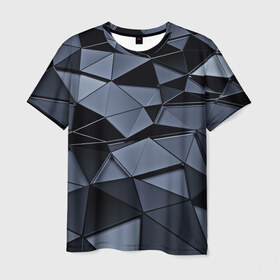 Мужская футболка 3D с принтом Abstract Gray в Екатеринбурге, 100% полиэфир | прямой крой, круглый вырез горловины, длина до линии бедер | абстракция | бумага | геометрия | грани | изгиб | линии | полигоны | полосы | постель | розовый | сочетания | текстура | треугольники