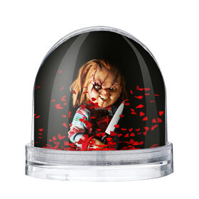 Снежный шар с принтом Чаки в Екатеринбурге, Пластик | Изображение внутри шара печатается на глянцевой фотобумаге с двух сторон | chucky | кино | кровь | кукла | нож | ужасы | чаки