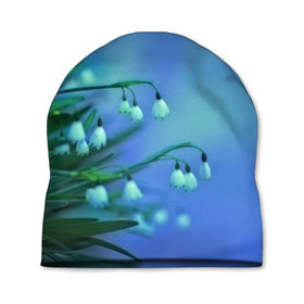 Шапка 3D с принтом Подснежники в Екатеринбурге, 100% полиэстер | универсальный размер, печать по всей поверхности изделия | flower | весна | поле | полевой цветок | цветочки | цветы