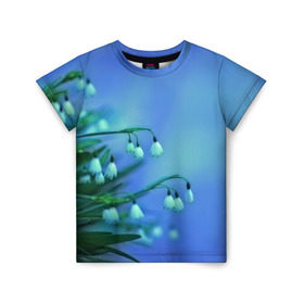 Детская футболка 3D с принтом Подснежники в Екатеринбурге, 100% гипоаллергенный полиэфир | прямой крой, круглый вырез горловины, длина до линии бедер, чуть спущенное плечо, ткань немного тянется | flower | весна | поле | полевой цветок | цветочки | цветы
