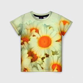 Детская футболка 3D с принтом Подсолнух в Екатеринбурге, 100% гипоаллергенный полиэфир | прямой крой, круглый вырез горловины, длина до линии бедер, чуть спущенное плечо, ткань немного тянется | flower | лето | полевой цветок | цветочки | цветы
