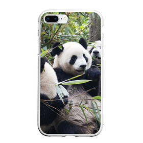 Чехол для iPhone 7Plus/8 Plus матовый с принтом Семейка панд в Екатеринбурге, Силикон | Область печати: задняя сторона чехла, без боковых панелей | бамбук | животное | зверь | косолапый | лес | медведи | медведь | миша | мишка | мишутка | млекопитающее | панда | природа | трое