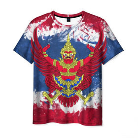 Мужская футболка 3D с принтом Таиланд в Екатеринбурге, 100% полиэфир | прямой крой, круглый вырез горловины, длина до линии бедер | flag | garuda | thailand | гаруда | таиланд | флаг
