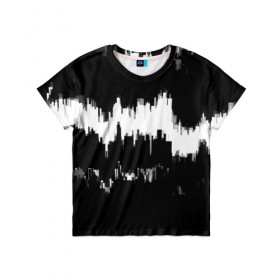 Детская футболка 3D с принтом Черно-белый штрих в Екатеринбурге, 100% гипоаллергенный полиэфир | прямой крой, круглый вырез горловины, длина до линии бедер, чуть спущенное плечо, ткань немного тянется | Тематика изображения на принте: краска | потертость | текстура | черно белый