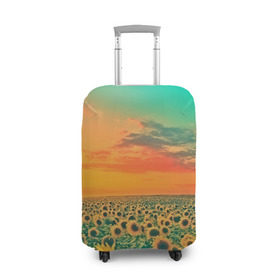 Чехол для чемодана 3D с принтом Подсолнух в Екатеринбурге, 86% полиэфир, 14% спандекс | двустороннее нанесение принта, прорези для ручек и колес | flower | лето | поле | полевой цветок | природа | цветочки | цветы