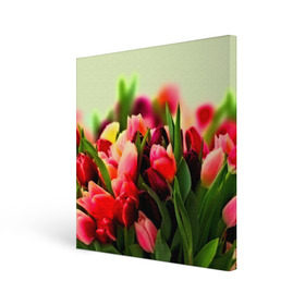 Холст квадратный с принтом Букет тюльпанов в Екатеринбурге, 100% ПВХ |  | flower | весна | цветочки | цветы