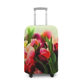 Чехол для чемодана 3D с принтом Букет тюльпанов в Екатеринбурге, 86% полиэфир, 14% спандекс | двустороннее нанесение принта, прорези для ручек и колес | flower | весна | цветочки | цветы