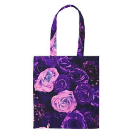 Сумка 3D повседневная с принтом Фиолетовые розы в Екатеринбурге, 100% полиэстер | Плотность: 200 г/м2; Размер: 34×35 см; Высота лямок: 30 см | flower | прикцветочки | розы | цветы