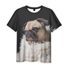 Мужская футболка 3D с принтом Мопс в Екатеринбурге, 100% полиэфир | прямой крой, круглый вырез горловины, длина до линии бедер | Тематика изображения на принте: бульдог | мопс | мопсик | мопсы | пес | песик | песики | собака | собаки | собачка