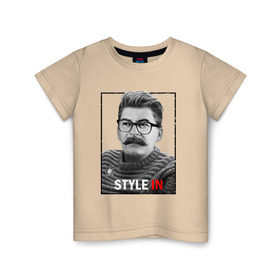 Детская футболка хлопок с принтом Style in в Екатеринбурге, 100% хлопок | круглый вырез горловины, полуприлегающий силуэт, длина до линии бедер | stalin | сталин
