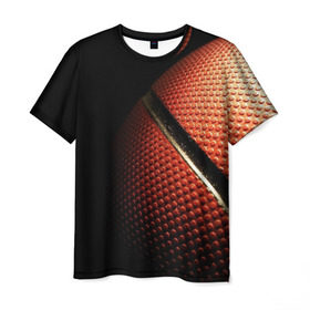 Мужская футболка 3D с принтом Баскетбольный мяч в Екатеринбурге, 100% полиэфир | прямой крой, круглый вырез горловины, длина до линии бедер | баскетбол | мяч | оранжевый | спорт | стритбол