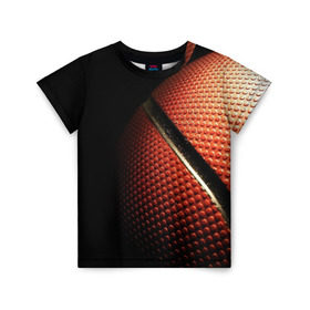 Детская футболка 3D с принтом Баскетбольный мяч в Екатеринбурге, 100% гипоаллергенный полиэфир | прямой крой, круглый вырез горловины, длина до линии бедер, чуть спущенное плечо, ткань немного тянется | баскетбол | мяч | оранжевый | спорт | стритбол