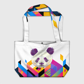 Пляжная сумка 3D с принтом Панда в Екатеринбурге, 100% полиэстер | застегивается на металлическую кнопку; внутренний карман застегивается на молнию. Стенки укреплены специальным мягким материалом, чтобы защитить содержимое от несильных ударов
 | panda | геометрические животные | животные | иллюстрация | панда