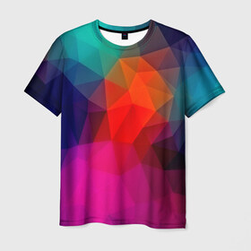 Мужская футболка 3D с принтом Abstraction в Екатеринбурге, 100% полиэфир | прямой крой, круглый вырез горловины, длина до линии бедер | абстракция | бумага | геометрия | грани | изгиб | линии | оптические | полигоны | полосы | постель | розовый | сочетания | текстура | треугольники