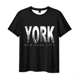 Мужская футболка 3D с принтом Нью-Йорк в Екатеринбурге, 100% полиэфир | прямой крой, круглый вырез горловины, длина до линии бедер | america | capital | city | lights | new york | night | skyscrapers | tourism | usa | америка | город | ночь | нью йорк | огни | столица | сша | туризм