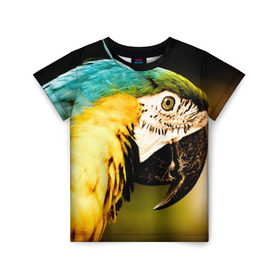 Детская футболка 3D с принтом Попугай в Екатеринбурге, 100% гипоаллергенный полиэфир | прямой крой, круглый вырез горловины, длина до линии бедер, чуть спущенное плечо, ткань немного тянется | двое | классный | клюв | красивый | крылья | попугай | попугайчик | птица | птичка | радужный