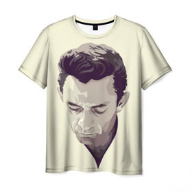 Мужская футболка 3D с принтом Джонни Кэш в Екатеринбурге, 100% полиэфир | прямой крой, круглый вырез горловины, длина до линии бедер | johnny cash