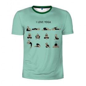 Мужская футболка 3D спортивная с принтом I love yoga в Екатеринбурге, 100% полиэстер с улучшенными характеристиками | приталенный силуэт, круглая горловина, широкие плечи, сужается к линии бедра | 