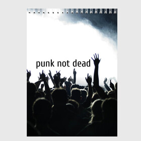 Скетчбук с принтом Punk not dead в Екатеринбурге, 100% бумага
 | 48 листов, плотность листов — 100 г/м2, плотность картонной обложки — 250 г/м2. Листы скреплены сверху удобной пружинной спиралью | punk not dead | бит | группа | драйв | дым | зал | концерт | музыка | надпись | панк | панк не умрет | панки | рок | слова | танцы | туман | тусовка | фраза | хой