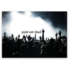 Поздравительная открытка с принтом Punk not dead в Екатеринбурге, 100% бумага | плотность бумаги 280 г/м2, матовая, на обратной стороне линовка и место для марки
 | Тематика изображения на принте: punk not dead | бит | группа | драйв | дым | зал | концерт | музыка | надпись | панк | панк не умрет | панки | рок | слова | танцы | туман | тусовка | фраза | хой