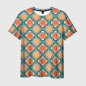 Мужская футболка 3D с принтом Королевский орнамент в Екатеринбурге, 100% полиэфир | прямой крой, круглый вырез горловины, длина до линии бедер | Тематика изображения на принте: абстракция | витраж | красота | мозаика | орнамент | узор