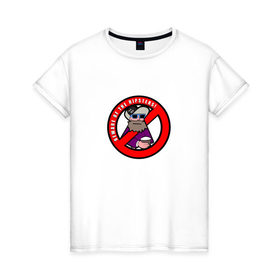 Женская футболка хлопок с принтом Скажи нет хипстерам в Екатеринбурге, 100% хлопок | прямой крой, круглый вырез горловины, длина до линии бедер, слегка спущенное плечо | 
