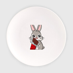 Тарелка с принтом Любитель шоколада в Екатеринбурге, фарфор | диаметр - 210 мм
диаметр для нанесения принта - 120 мм | животные | заяц | кролик | пасха | шоколад | юмор