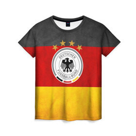 Женская футболка 3D с принтом Сборная Германии в Екатеринбурге, 100% полиэфир ( синтетическое хлопкоподобное полотно) | прямой крой, круглый вырез горловины, длина до линии бедер | germany | германия | футбольная форма