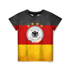 Детская футболка 3D с принтом Сборная Германии в Екатеринбурге, 100% гипоаллергенный полиэфир | прямой крой, круглый вырез горловины, длина до линии бедер, чуть спущенное плечо, ткань немного тянется | germany | германия | футбольная форма