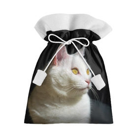 Подарочный 3D мешок с принтом Белая и пушистая в Екатеринбурге, 100% полиэстер | Размер: 29*39 см | Тематика изображения на принте: белый | взгляд | глаза | киска | кот | котёнок | кошка | пушистый