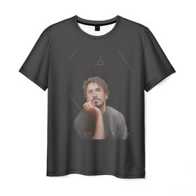Мужская футболка 3D с принтом Tony Stark в Екатеринбурге, 100% полиэфир | прямой крой, круглый вырез горловины, длина до линии бедер | Тематика изображения на принте: младший | роберт