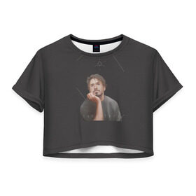 Женская футболка 3D укороченная с принтом Tony Stark в Екатеринбурге, 100% полиэстер | круглая горловина, длина футболки до линии талии, рукава с отворотами | Тематика изображения на принте: младший | роберт