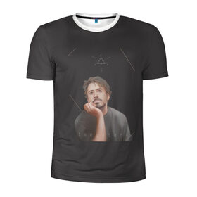 Мужская футболка 3D спортивная с принтом Tony Stark в Екатеринбурге, 100% полиэстер с улучшенными характеристиками | приталенный силуэт, круглая горловина, широкие плечи, сужается к линии бедра | младший | роберт