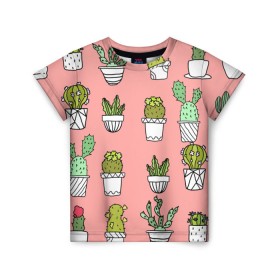 Детская футболка 3D с принтом cactus в Екатеринбурге, 100% гипоаллергенный полиэфир | прямой крой, круглый вырез горловины, длина до линии бедер, чуть спущенное плечо, ткань немного тянется | cactus | tmblr | tubmler | кактус