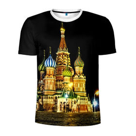 Мужская футболка 3D спортивная с принтом Москва в Екатеринбурге, 100% полиэстер с улучшенными характеристиками | приталенный силуэт, круглая горловина, широкие плечи, сужается к линии бедра | kremlin | moscow | russia | город | кремль | москва | ночь | огни | река