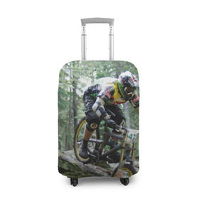 Чехол для чемодана 3D с принтом Велоспорт гонка в Екатеринбурге, 86% полиэфир, 14% спандекс | двустороннее нанесение принта, прорези для ручек и колес | велик | велосипед | гонка | горы | деревья | железный конь | колесо | лес | лисапед | природа | ровер | спорт | спортсмен | стальной конь | тандем | трицикл | шлем