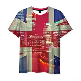 Мужская футболка 3D с принтом Лондон в Екатеринбурге, 100% полиэфир | прямой крой, круглый вырез горловины, длина до линии бедер | англия | великобритания | город | лондон | река | столица
