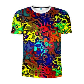 Мужская футболка 3D спортивная с принтом Разноцветные разводы в Екатеринбурге, 100% полиэстер с улучшенными характеристиками | приталенный силуэт, круглая горловина, широкие плечи, сужается к линии бедра | абстракция | краска | размытие