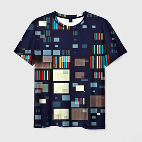 Мужская футболка 3D с принтом Минимализм в Екатеринбурге, 100% полиэфир | прямой крой, круглый вырез горловины, длина до линии бедер | квадраты | кубы