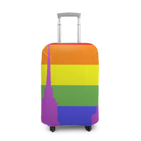 Чехол для чемодана 3D с принтом Радужный флаг в Екатеринбурге, 86% полиэфир, 14% спандекс | двустороннее нанесение принта, прорези для ручек и колес | город | любовь | отношения | радуга | сердце | сталица | флаг