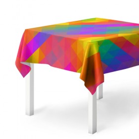 Скатерть 3D с принтом Цветные кубики в Екатеринбурге, 100% полиэстер (ткань не мнется и не растягивается) | Размер: 150*150 см | квадраты
